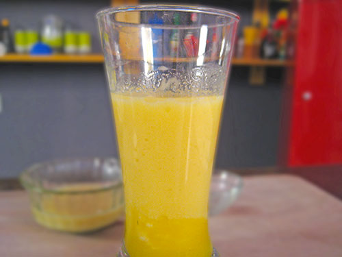 Combination of mango juice, butter, milk and ginger juice