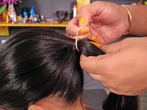 Ponytail with an elastic band