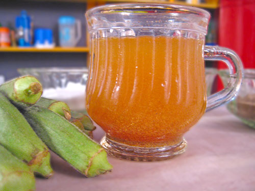 Combination of ladies finger water, black pepper, cumin seeds, salt